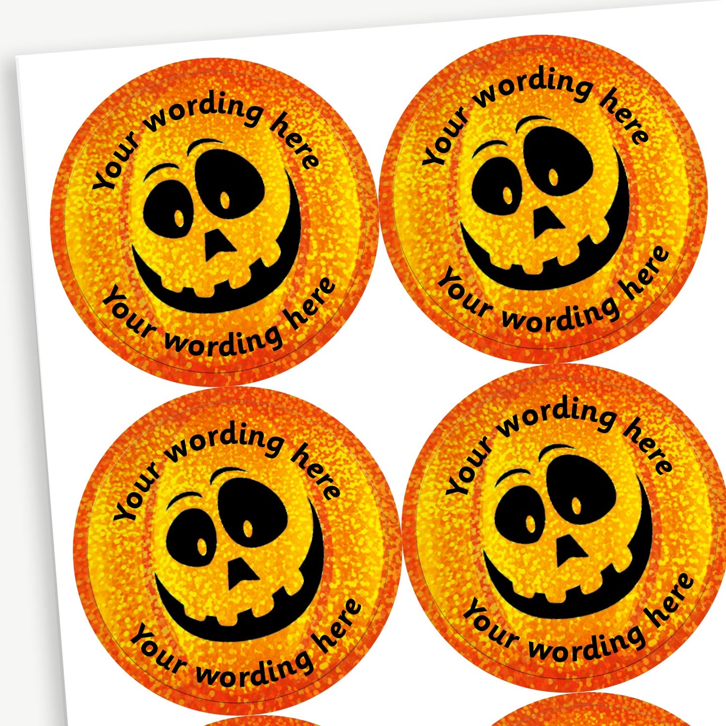 70 Personalised Holographic Pumpkin Stickers - 37mm