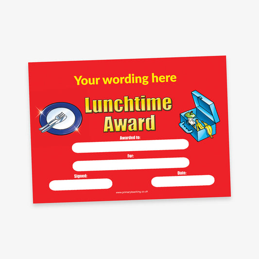 Personalised Lunchtime Award Certificate - A5