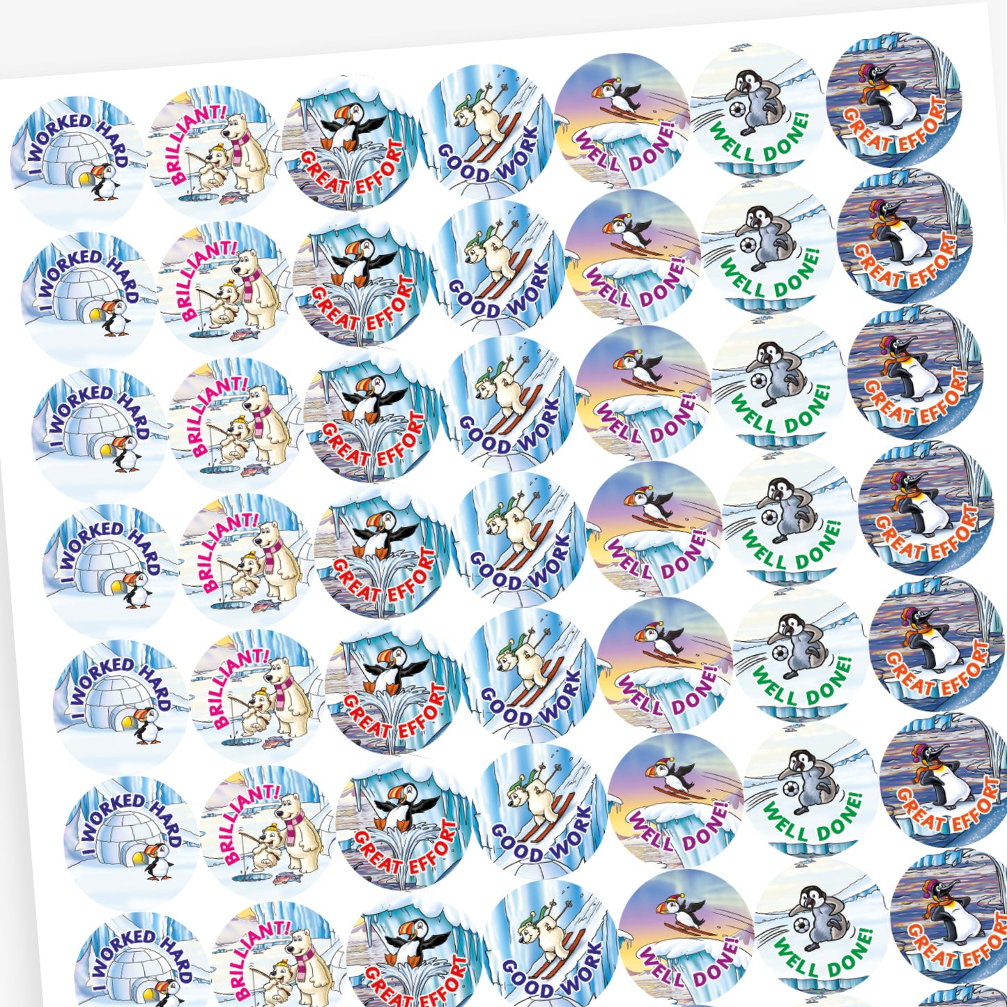 70 Polar Characters Stickers - 25mm