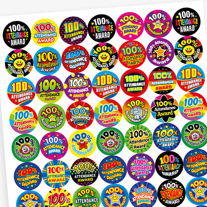 100% Attendance Stickers - 25mm