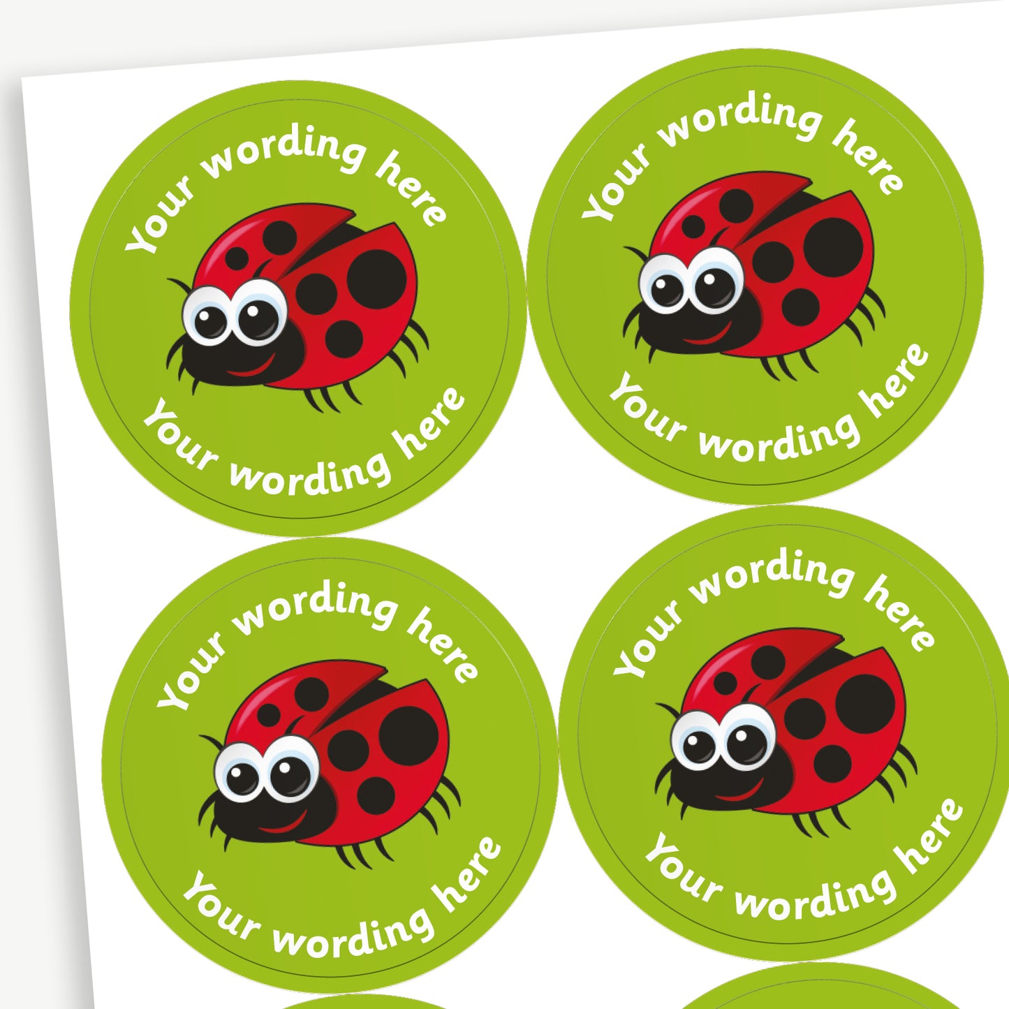 35 Personalised Lady Bug Stickers - 37mm