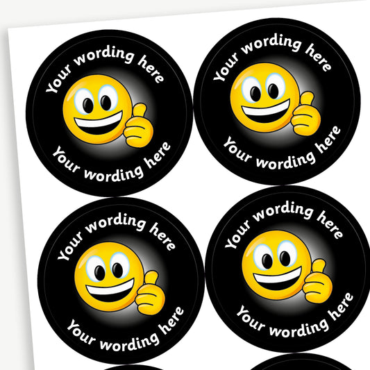 35 Personalised Thumbs Up Emoji Stickers - 37mm