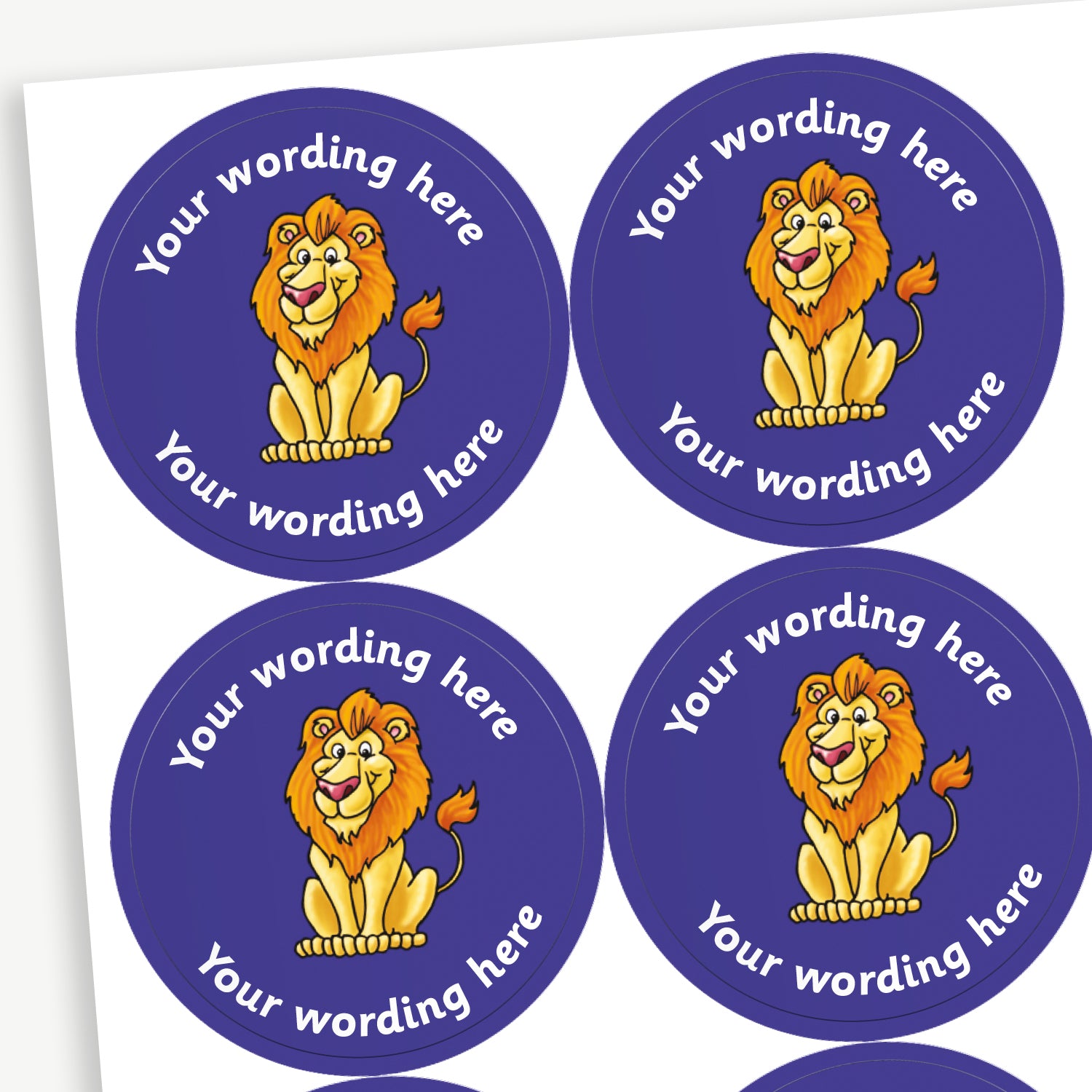 Personalised Lion Stickers | 35 per sheet | 37mm | Rewards