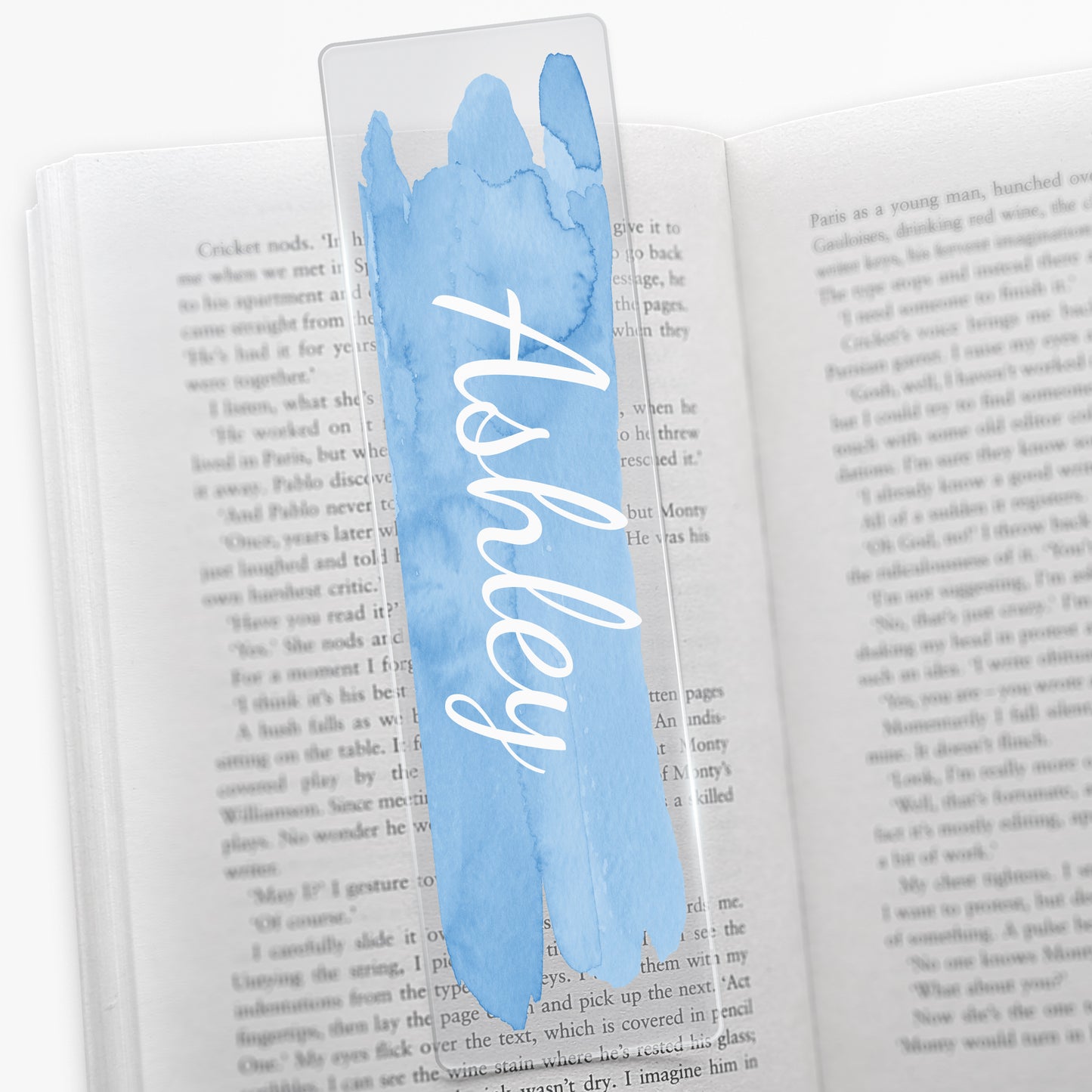 Personalised Watercolour Name Acrylic Bookmark - 50mm x 180mm