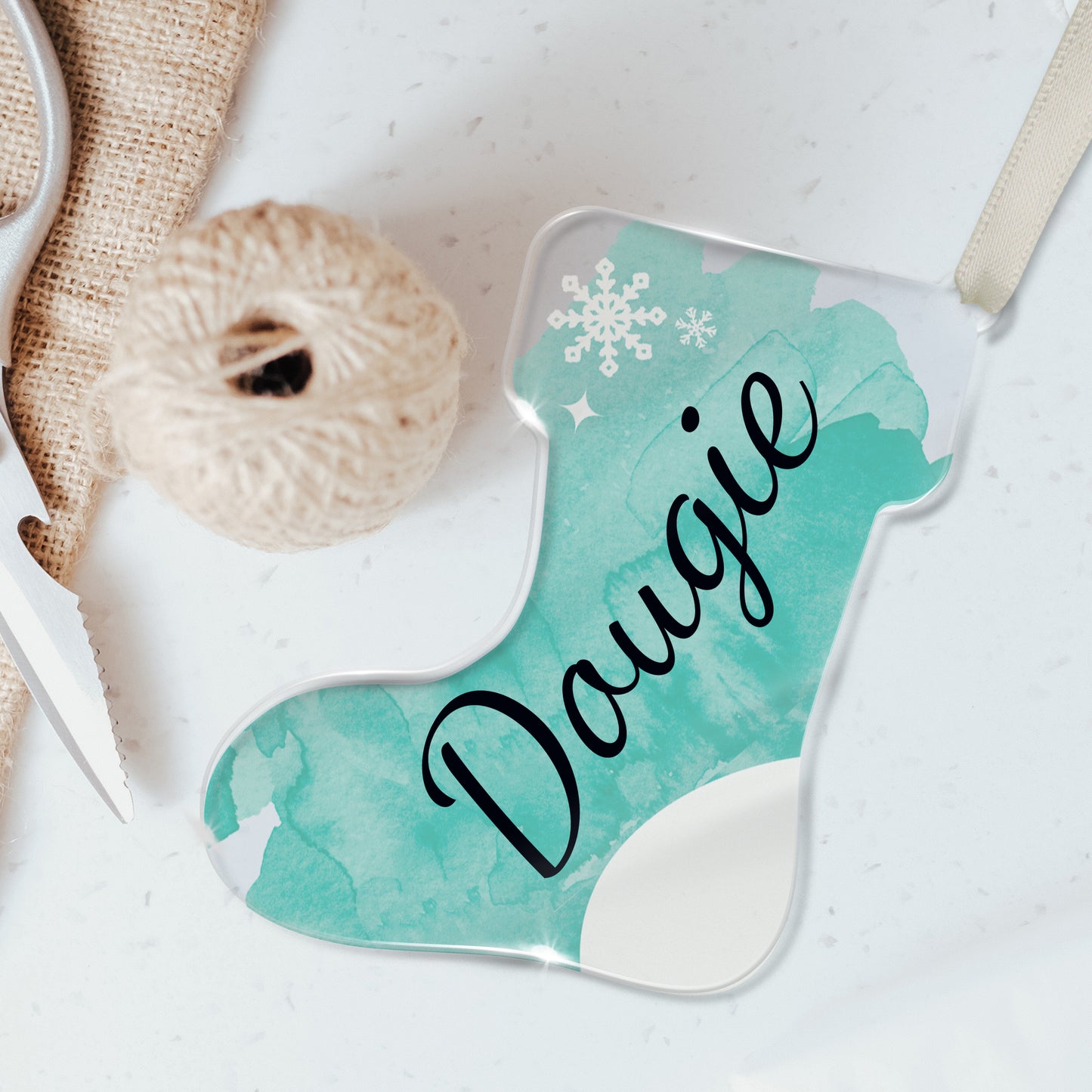 Personalised Christmas Name Tag Stocking Bauble - 87mm x 97mm