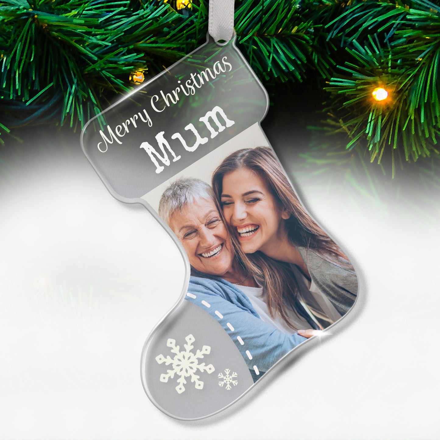 Personalised Christmas Stocking Photo Bauble - 87mm x 97mm