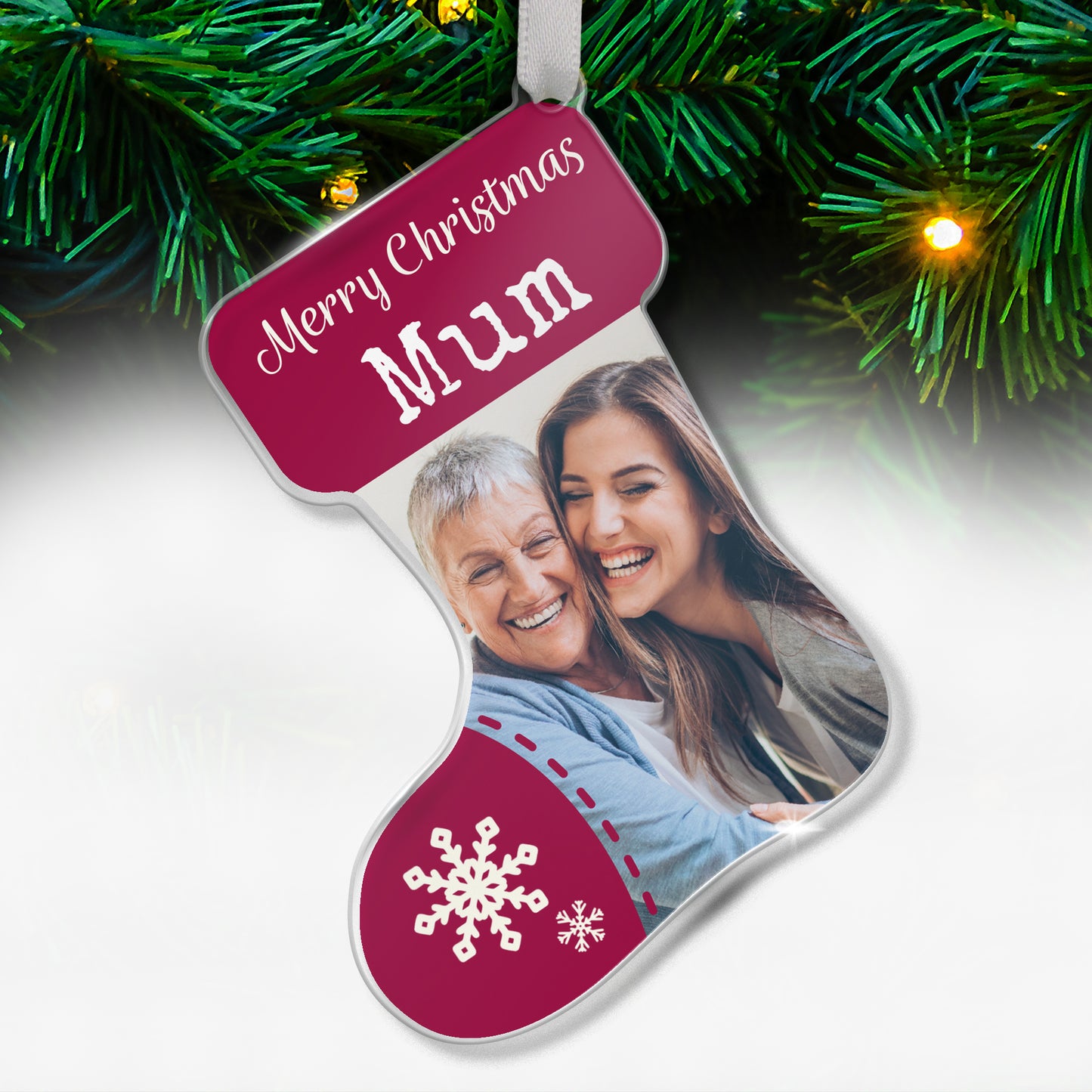 Personalised Christmas Stocking Photo Bauble - 87mm x 97mm