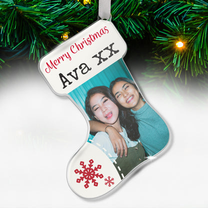 Personalised Christmas Stocking Photo Bauble - 87mm x 97mm