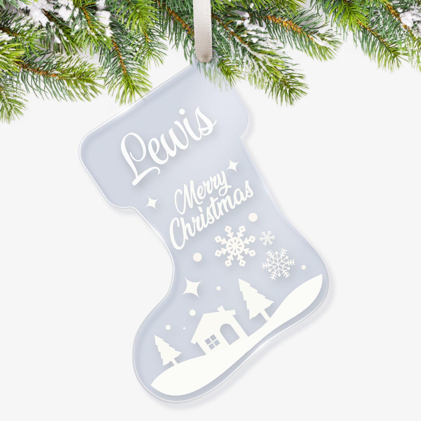 Personalised Christmas Stocking Bauble - 87mm x 97mm