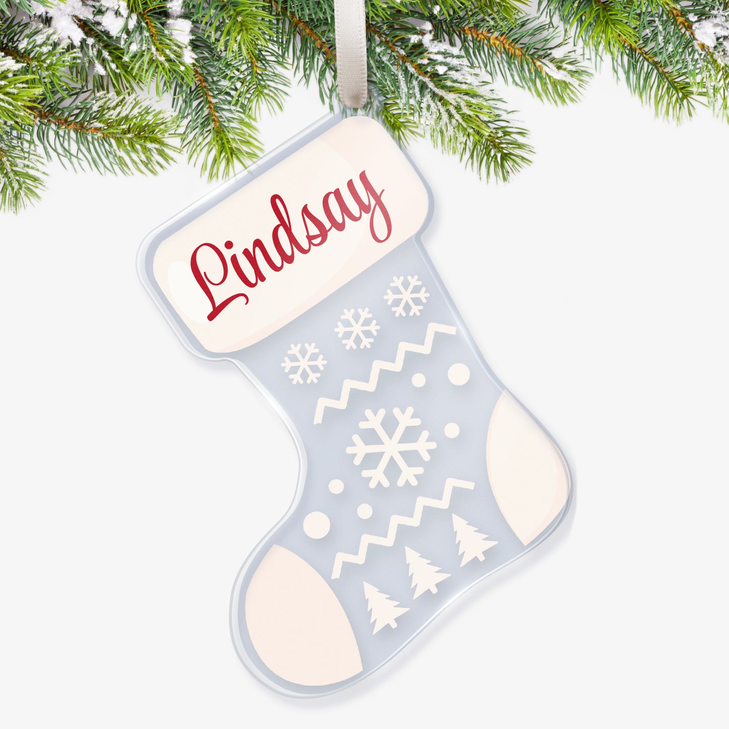 Personalised Christmas Stocking Bauble - 87mm x 97mm