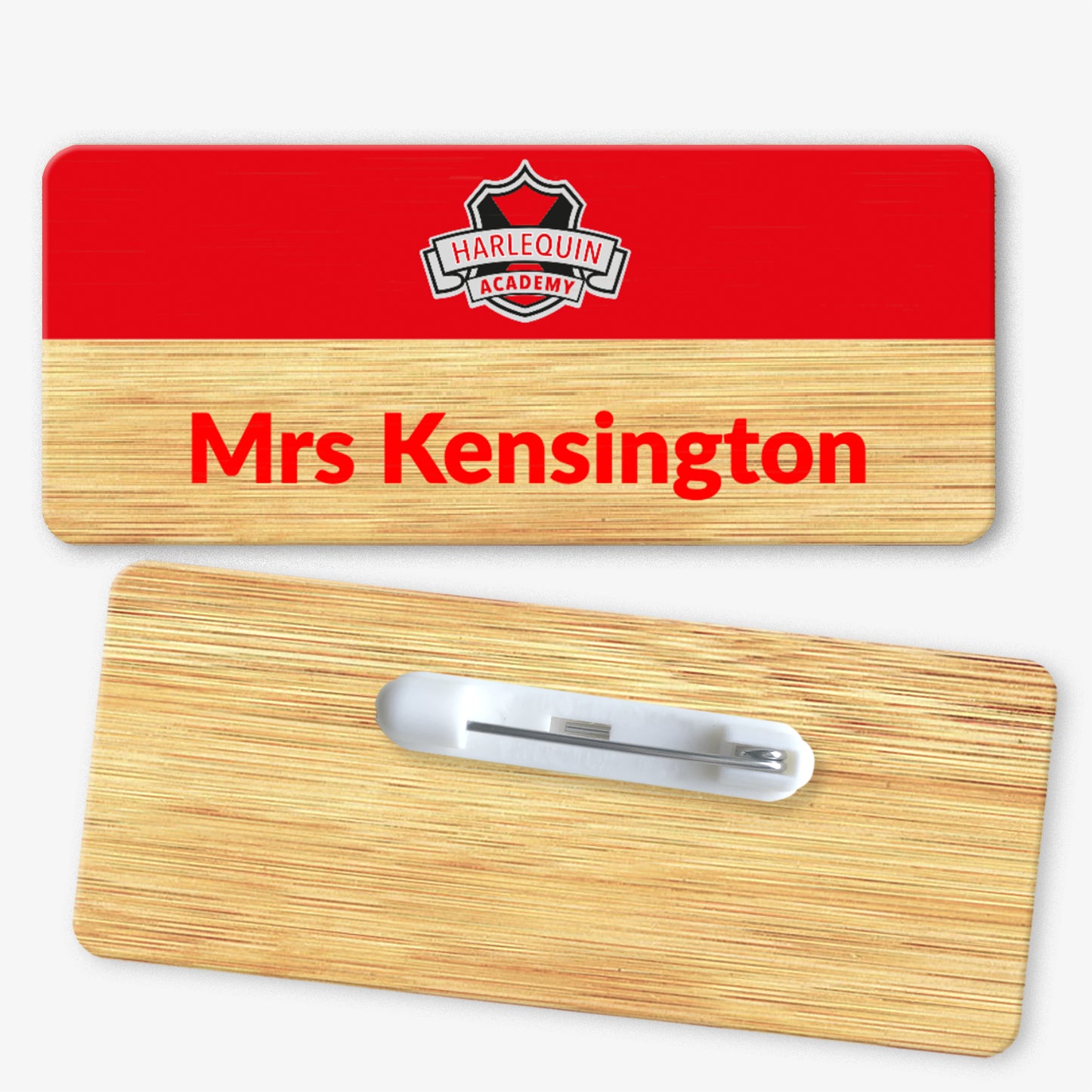 Personalised Bamboo Rectangle Name Badge - 76mm x 32mm