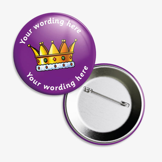 10 Personalised Crown Badges - 50mm