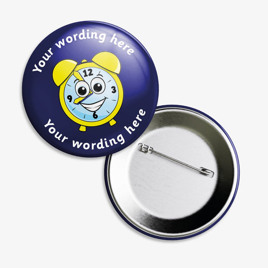 10 Personalised Clock Badges - 38mm