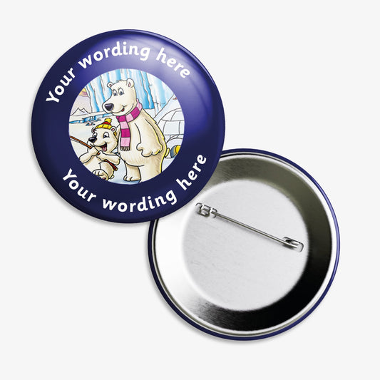 10 Personalised Polar Bear Badges - 38mm