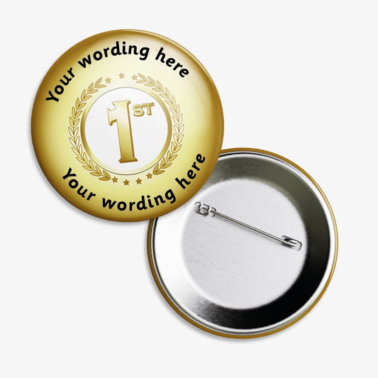 10 Personalised First Badges - Gold - 50mm