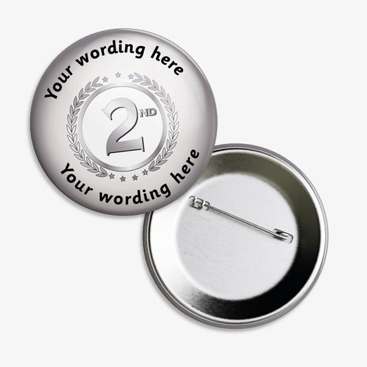 10 Personalised Second Badges - Silver - 38mm