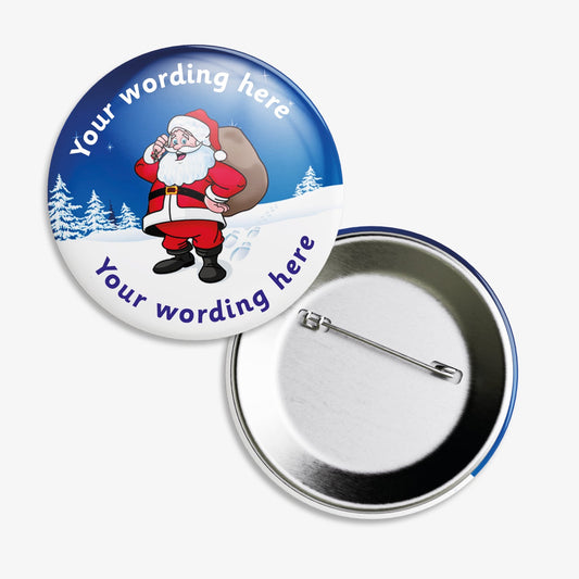 10 Personalised Merry Christmas Santa Award Badges - 38mm