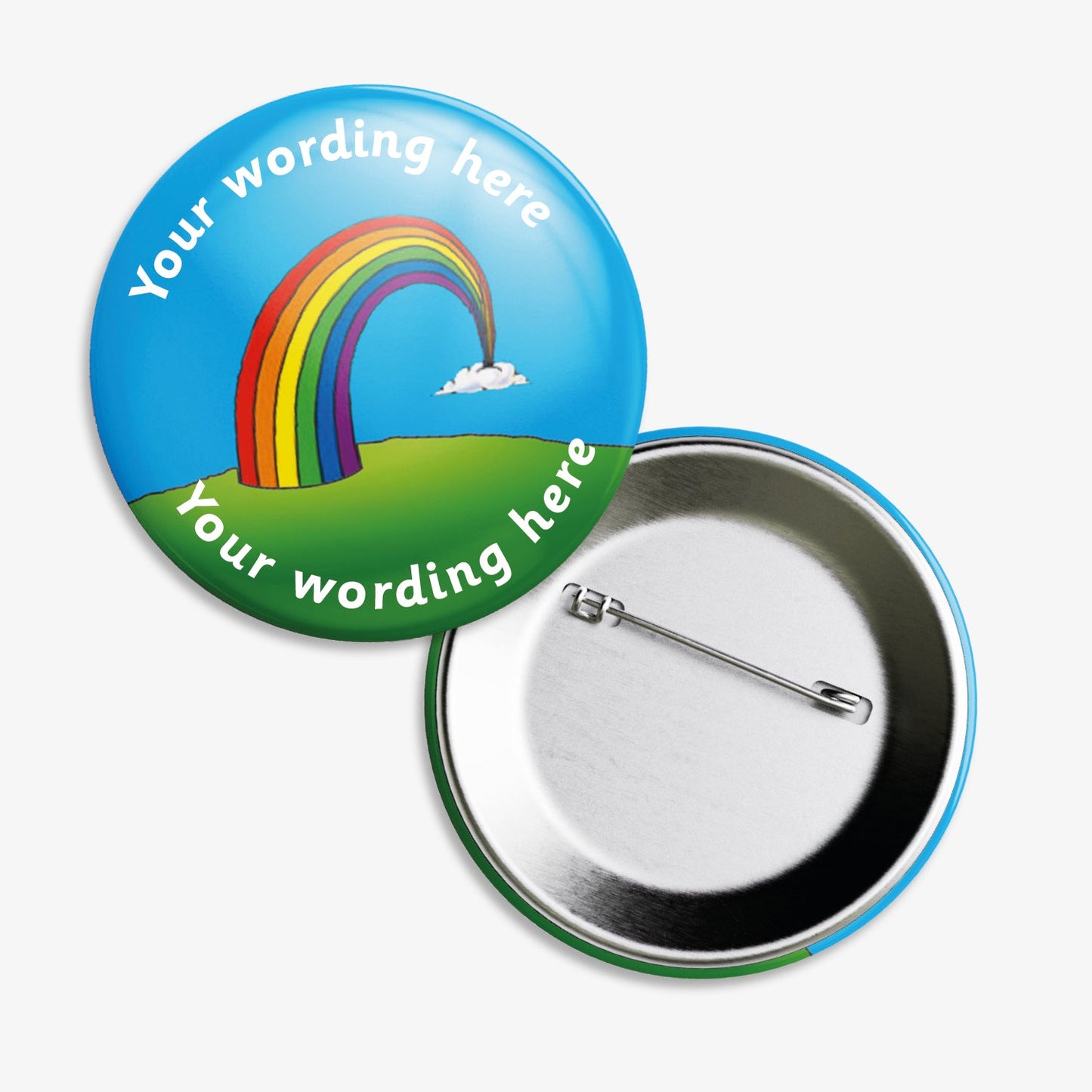 10 Personalised Rainbow Badges - 38mm