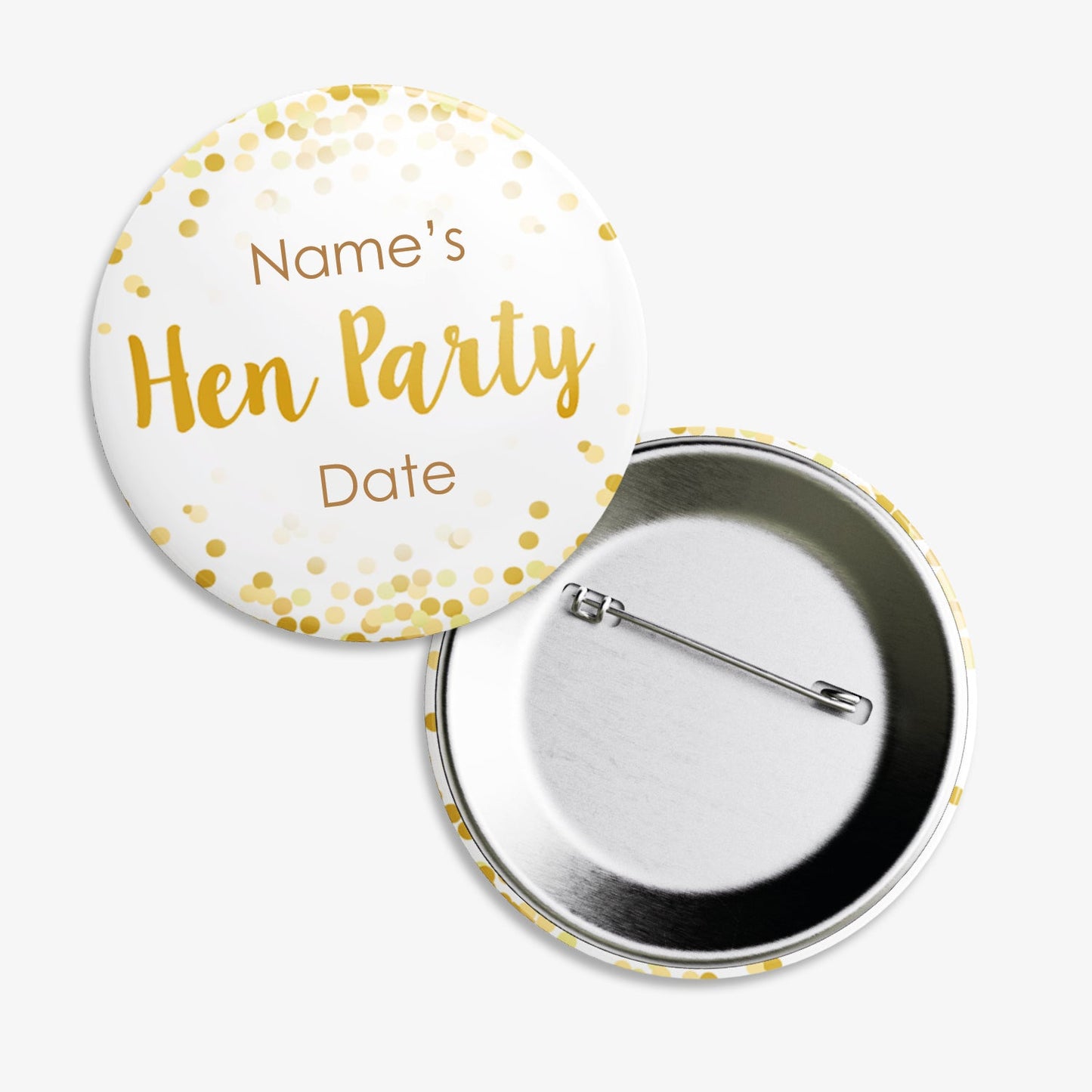 10 Personalised Hen Party Badges - 38mm