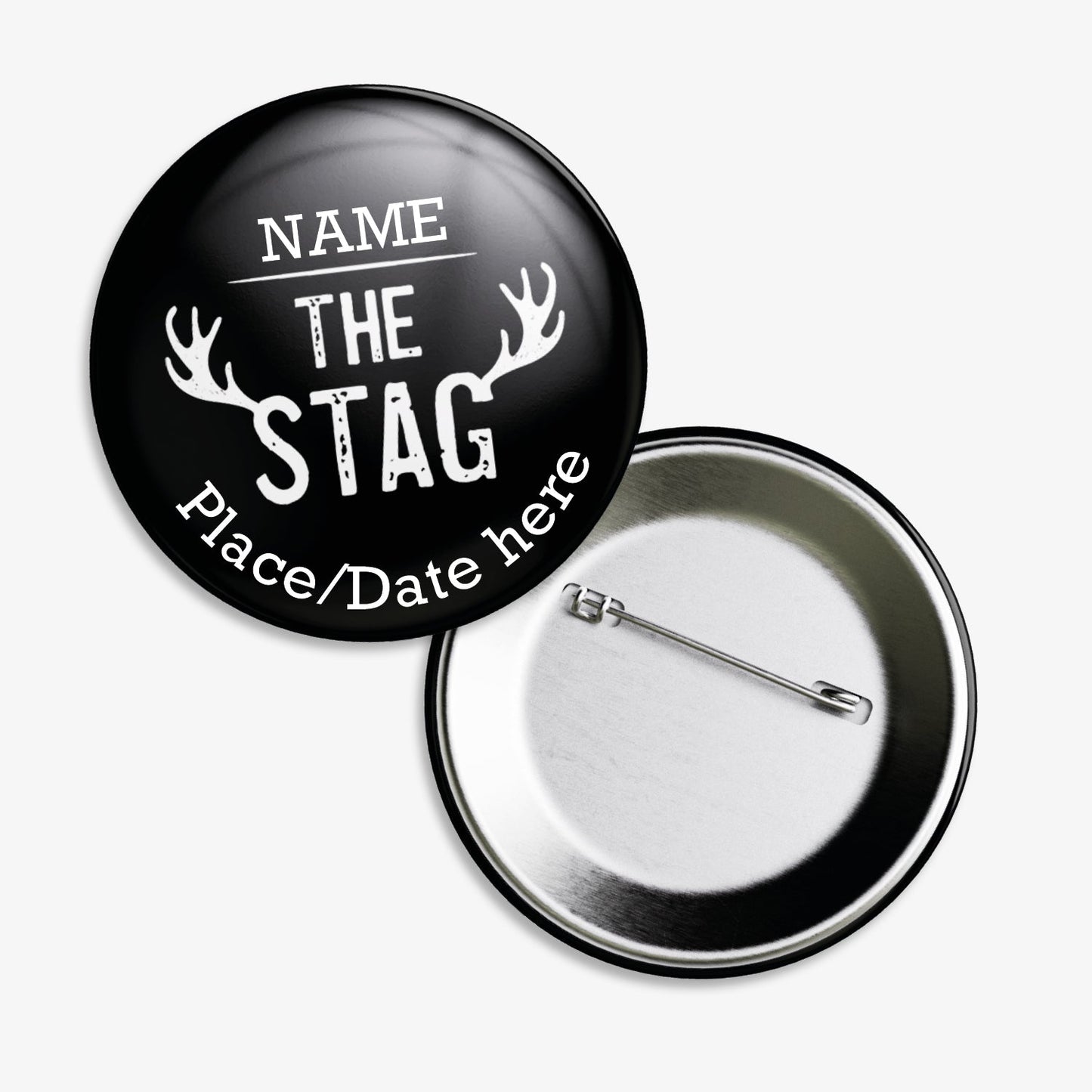 10 Personalised The Stag Badges - 38mm