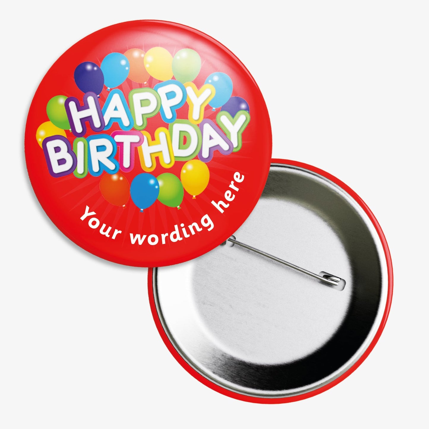 10 Personalised Happy Birthday Badges - 38mm