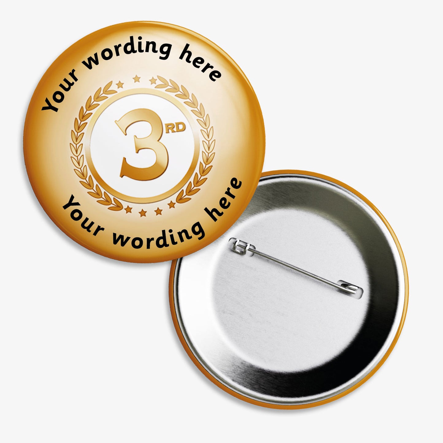 10 Personalised Third Badges - Bronze - 38mm