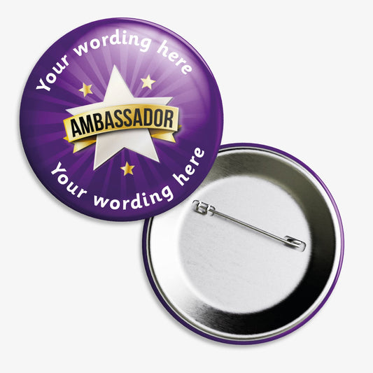 10 Personalised Ambassador Star Badges - 50mm