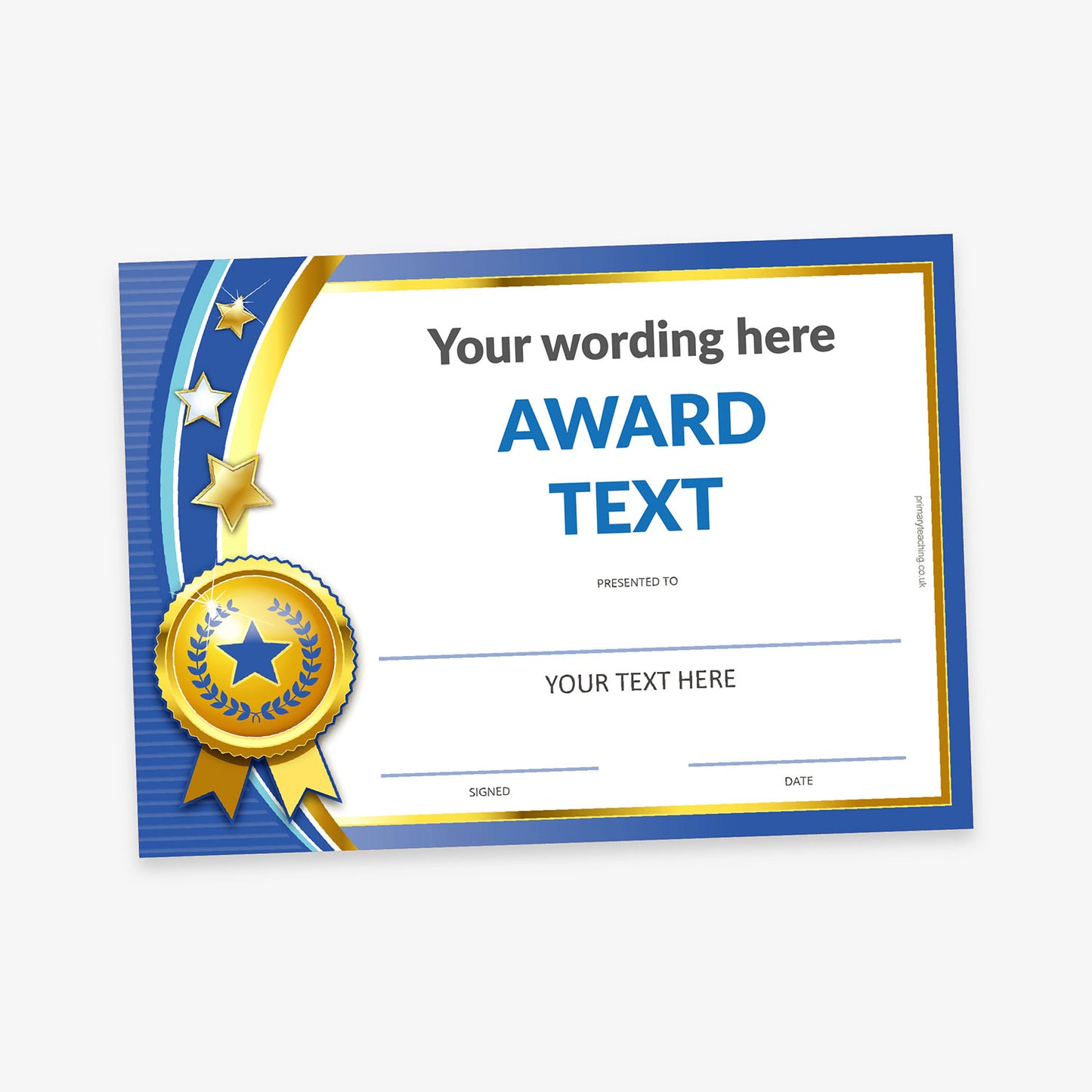 Personalised Rosette Award Certificate - A5