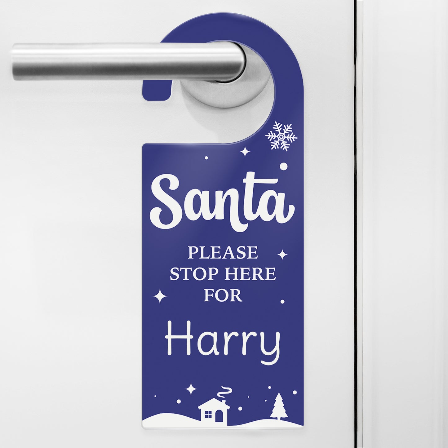 Personalised Santa Stop Here Acrylic Door Hanger - 78mm x 200mm