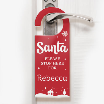 Personalised Santa Stop Here Acrylic Door Hanger - 78mm x 200mm