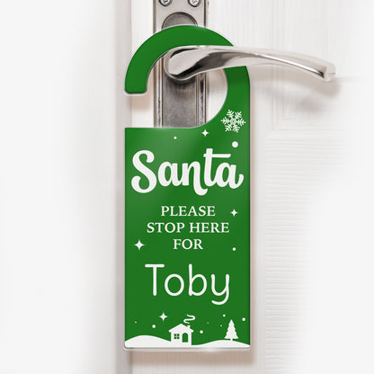 Personalised Santa Stop Here Acrylic Door Hanger - 78mm x 200mm