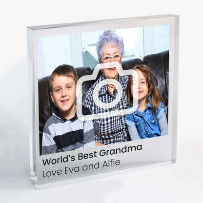 Personalised Polaroid Photo Upload Freestanding Block/Coaster - 100mm x 100mm Square