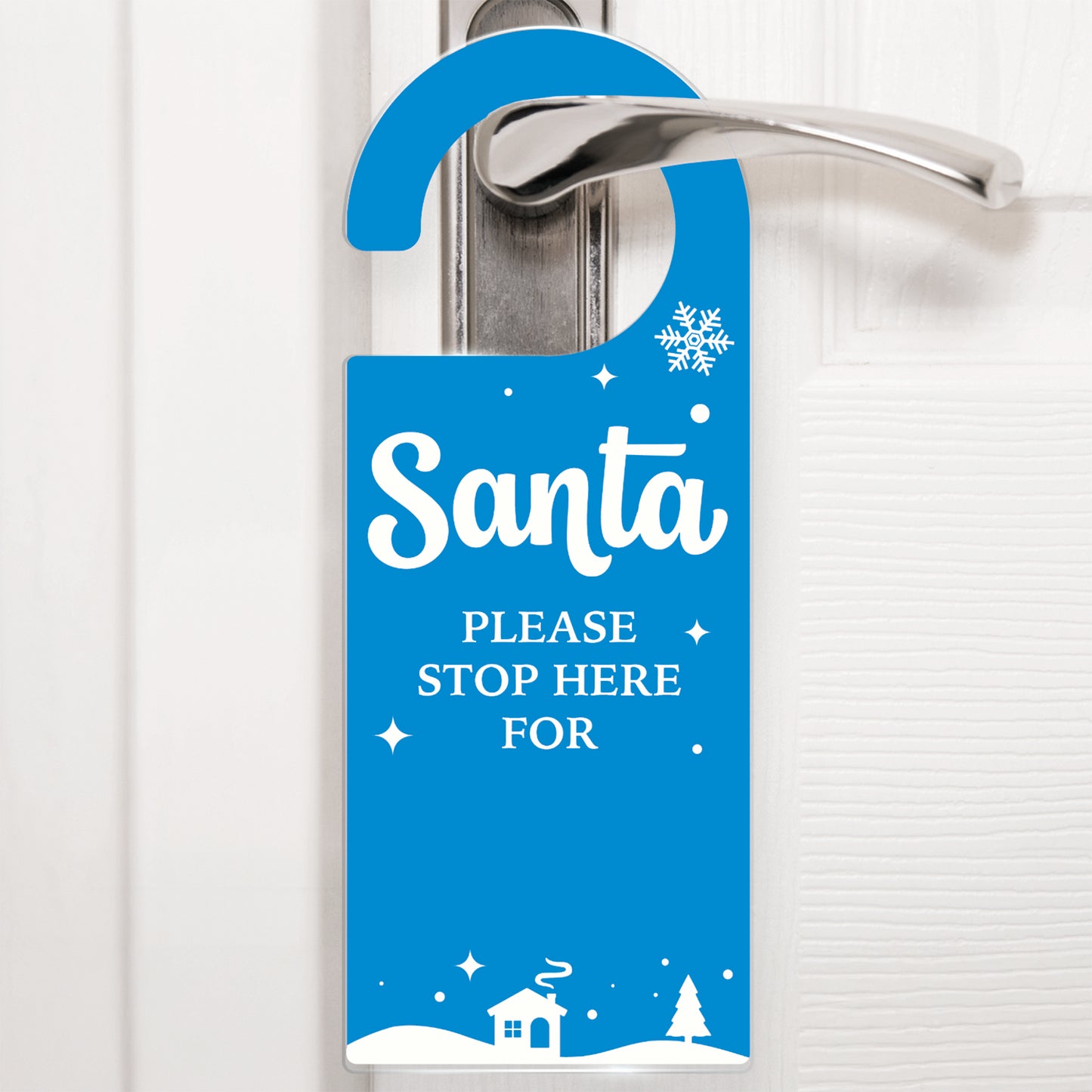 Personalised Santa Stop Here Acrylic Door Hanger - 78mm x 200mm