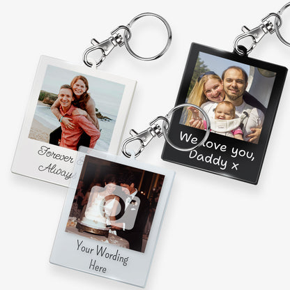 Personalised Polaroid Photo Upload Rectangle Keyring  - 63mm x 51mm