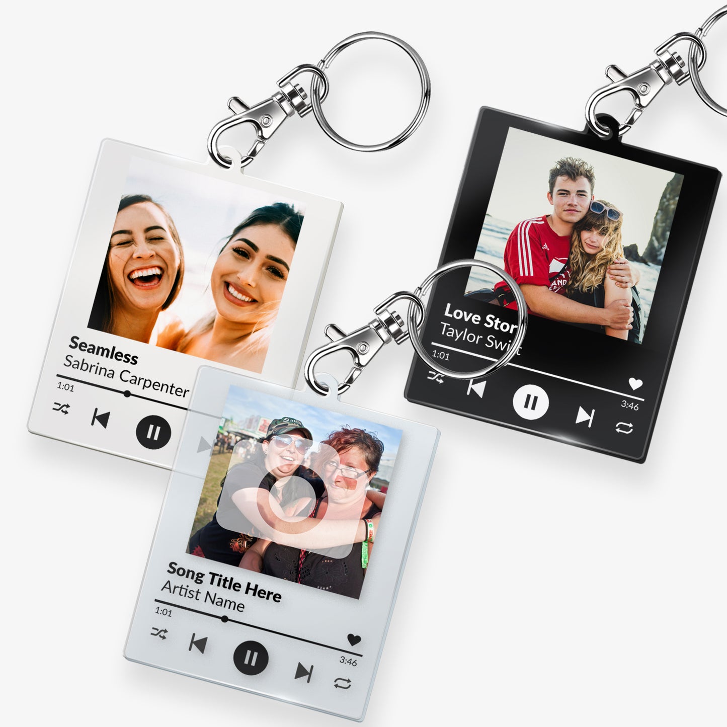 Personalised Music Photo Upload Rectangle Keyring  - 63mm x 51mm