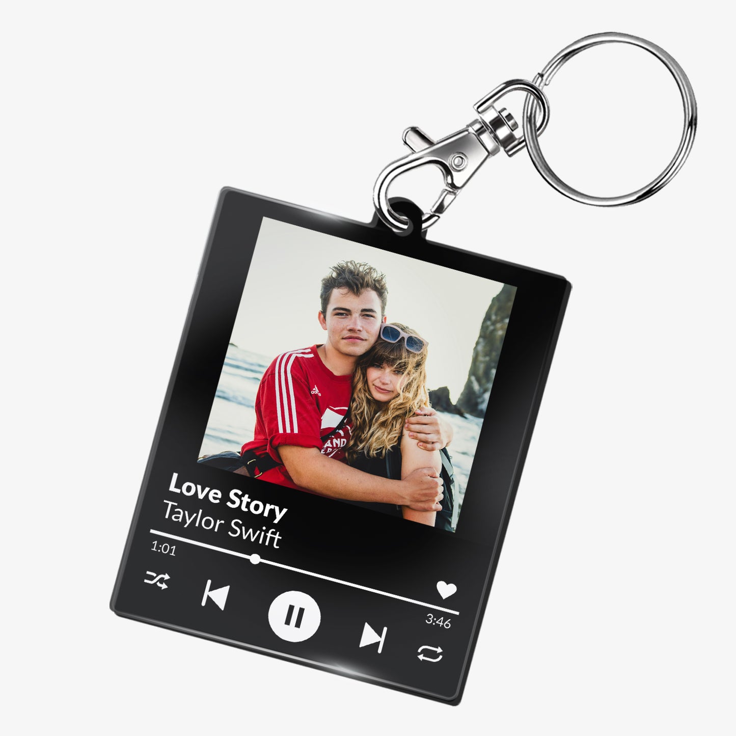 Personalised Music Photo Upload Rectangle Keyring  - 63mm x 51mm