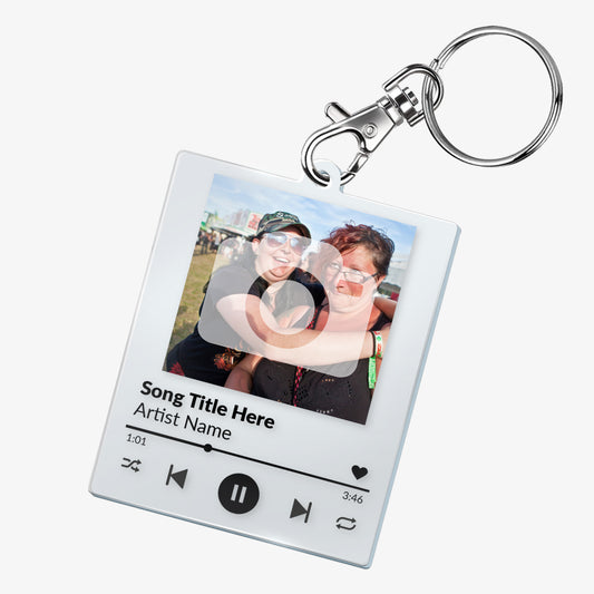 Personalised Music Photo Upload Rectangle Keyring  - 63mm x 51mm