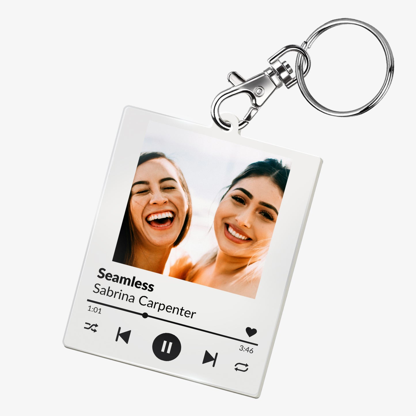 Personalised Music Photo Upload Rectangle Keyring  - 63mm x 51mm