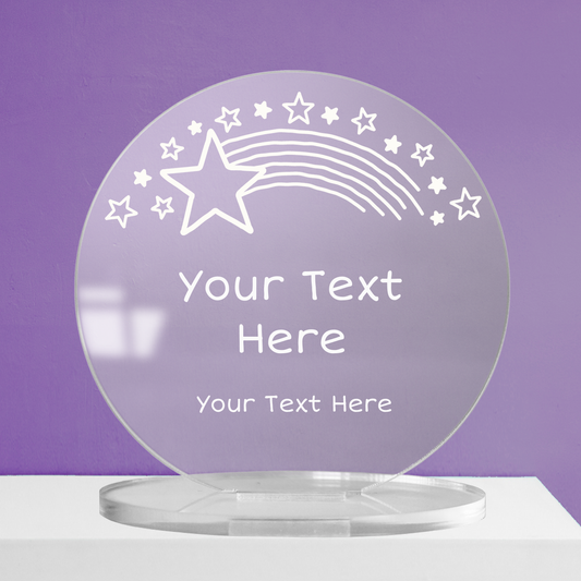 Personalised Star Design Circle Plaque - 100mm