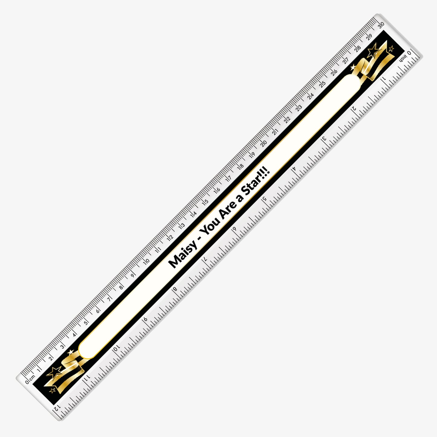 Personalised Gold Banner Ruler - 30cm