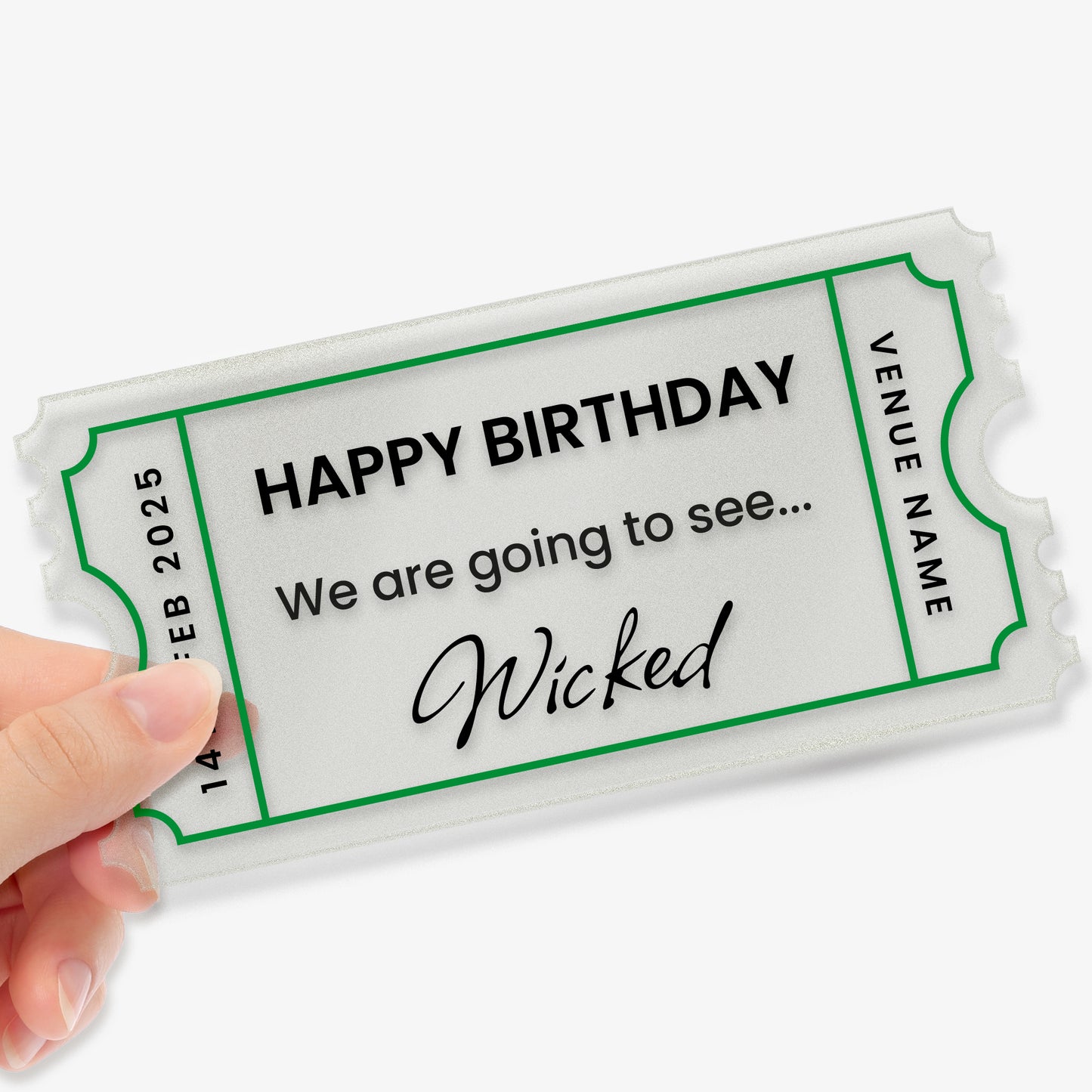 Personalised Frosted Acrylic Ticket - 140mm x 70mm