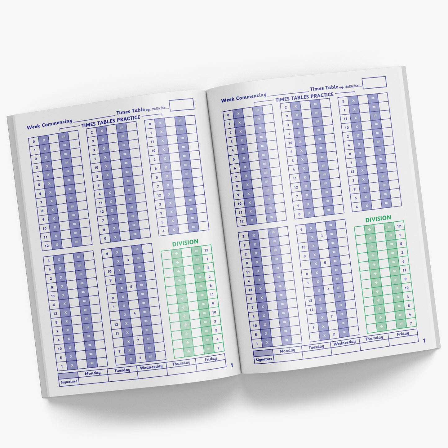 Times Tables Practice Book - A5