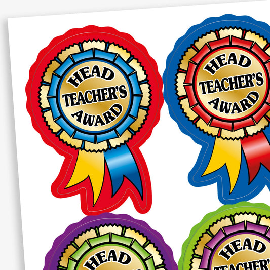 Metallic Rosette Head Teacher's Award Stickers - 54 x 37mm