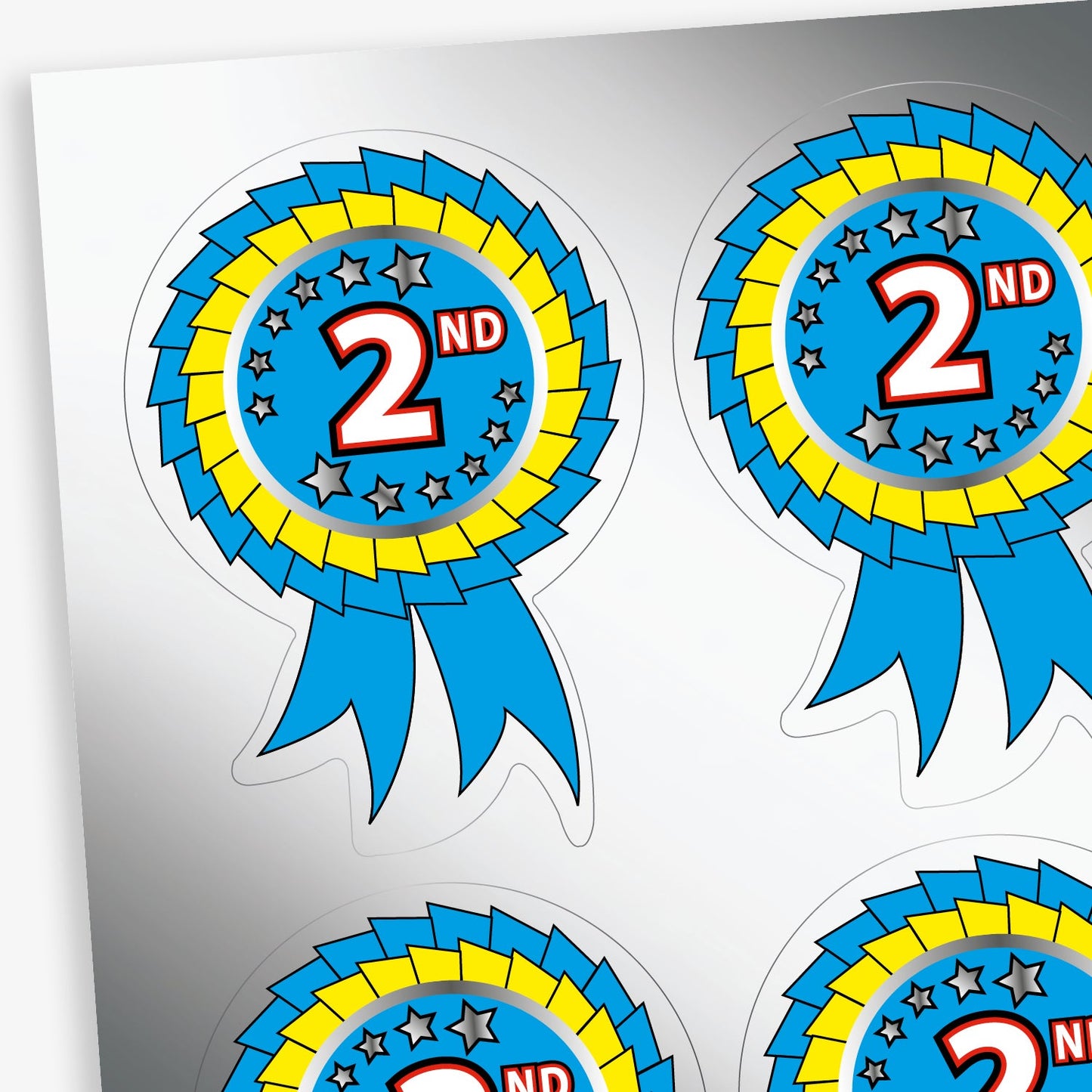 25 Metallic 2nd Place Stickers  - 54 x 37mm