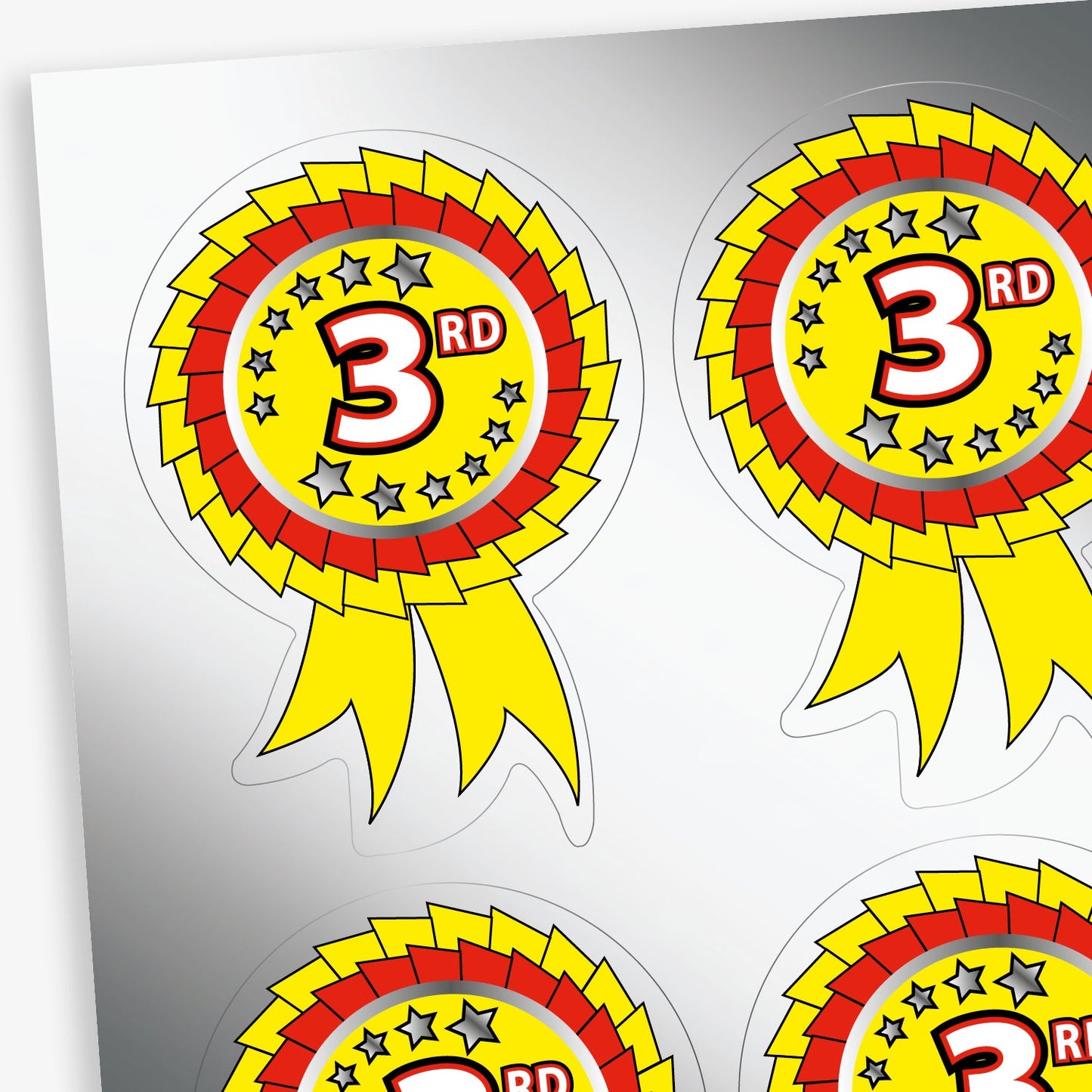 25 Metallic 3rd Place Stickers  - 54 x 37mm