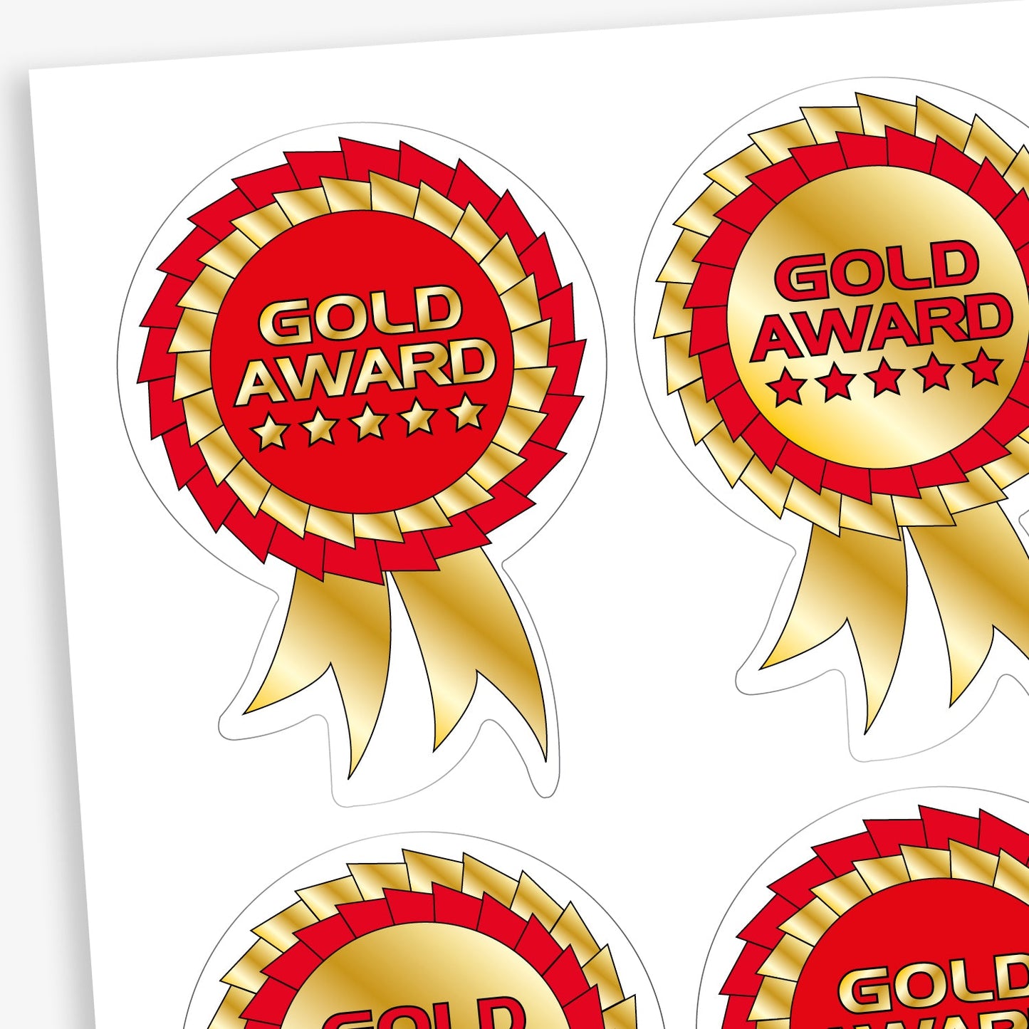 25 Metallic Rosette Stickers  - Gold - 54 x 37mm