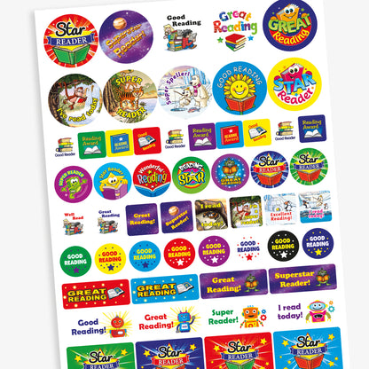 55 Reading Assorted Shape and Size Stickers