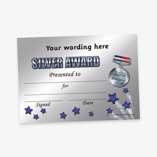 Personalised Silver Award Certificate - A5