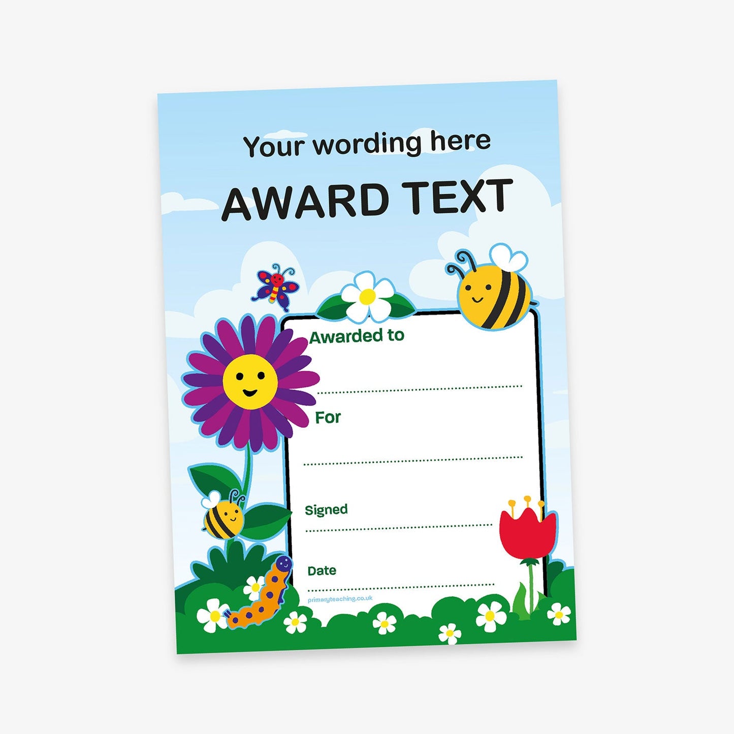 Personalised Flowers and Butterflies Certificate - A5