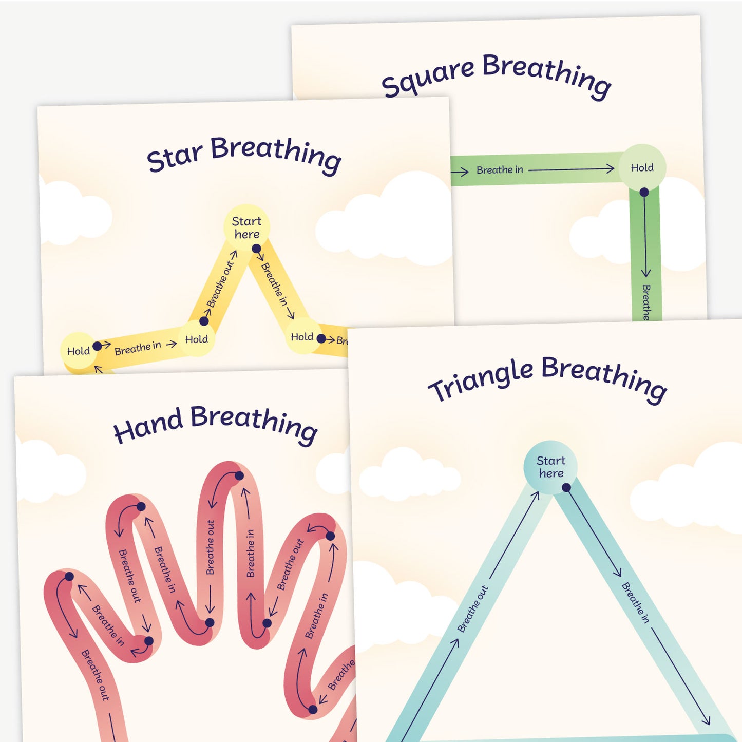 8 Finger Tracing Breathing Cards - A5